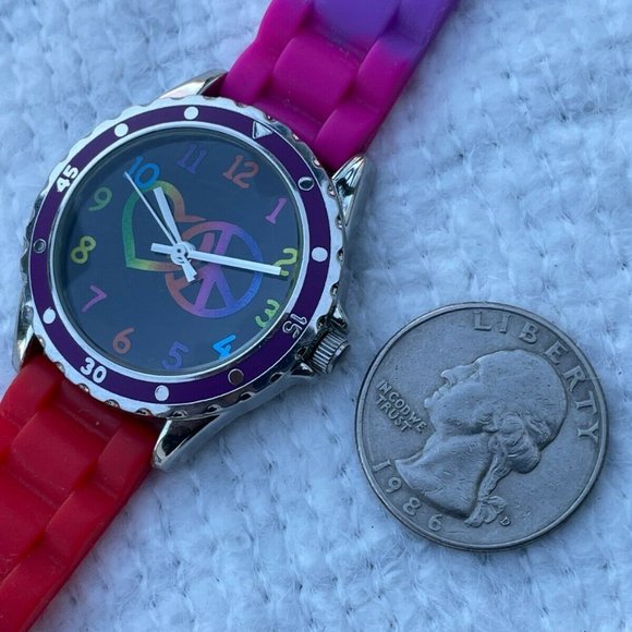 Accutime Watch Analog Multi Color Rubber Band Unisex Wrist Watch - Picture 5 of 9